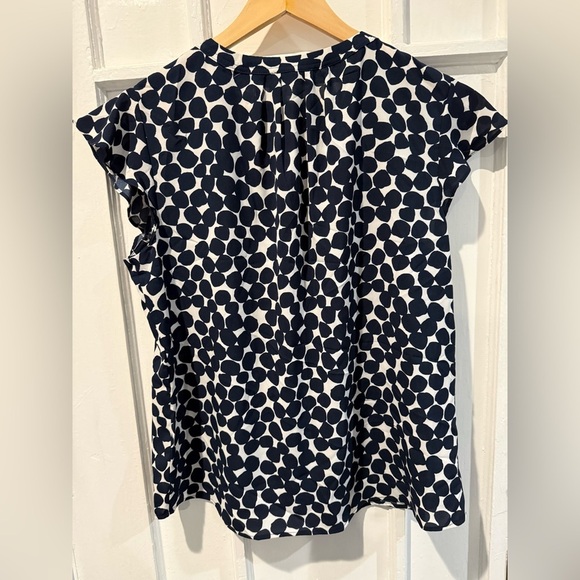 Calvin Klein Navy and White Polka Dot Blouse - Picture 3 of 3